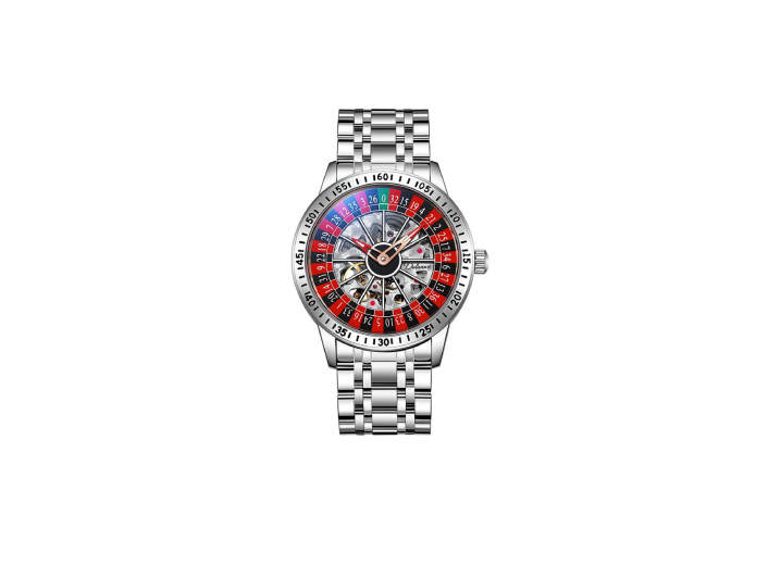 Dulunwe Automatic Mechanical Watch Skeleton Dial Silver Stainless Steel Strap — изображение 4