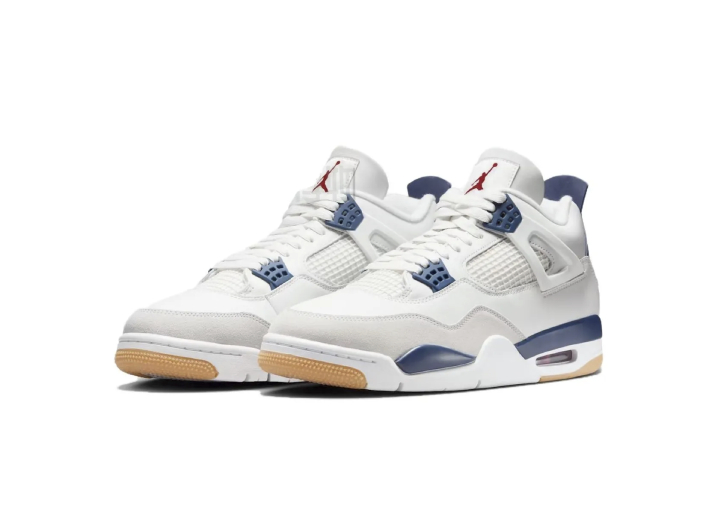 Nike SB x Jordan Air Jordan 4 “Navy” – Unisex Mid-Top Retro Basketball Shoes (White/Blue) — изображение 3