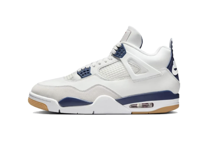 Nike SB x Jordan Air Jordan 4 “Navy” – Unisex Mid-Top Retro Basketball Shoes (White/Blue)