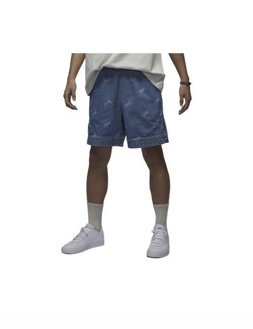 Jordan Air letter full print lace-up casual denim shorts men's blue-gray — изображение 4