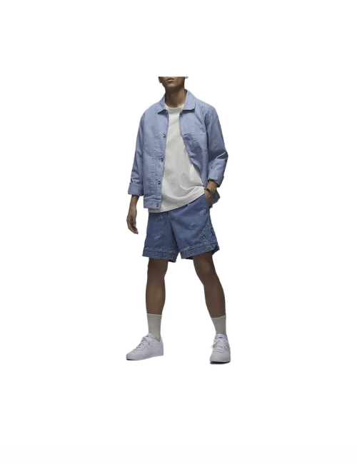 Jordan Air letter full print lace-up casual denim shorts men's blue-gray — изображение 5