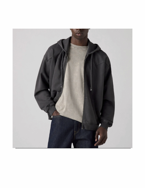 Levi's simple knitted casual hooded spring and autumn cardigan sweatshirt men's gray — изображение 3