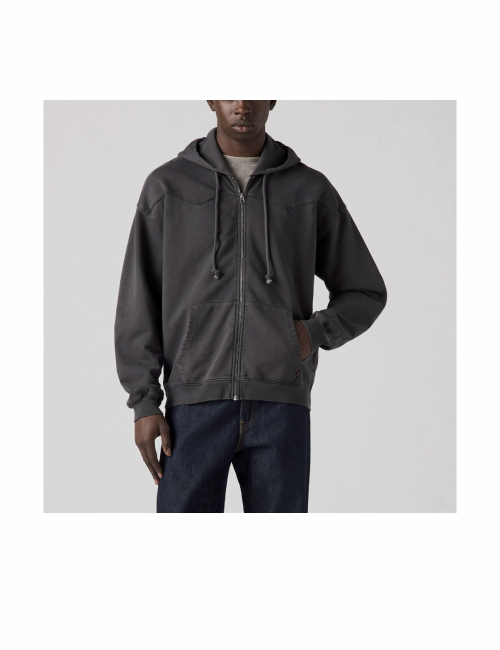 Levi's simple knitted casual hooded spring and autumn cardigan sweatshirt men's gray — изображение 4