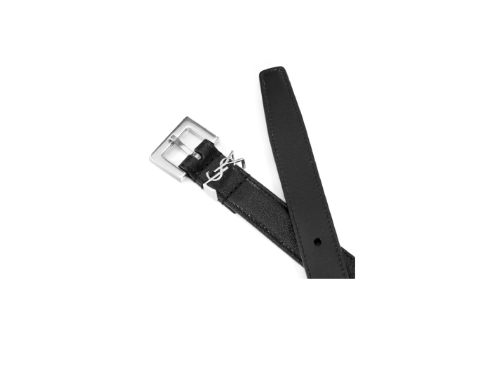 SAINT LAURENT logo buckle lambskin leather belt, women's, 2cm wide. — изображение 3