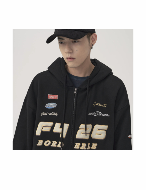 F426 Racing Elements is a loose, versatile, casual cardigan with a unisex letter logo. — изображение 3