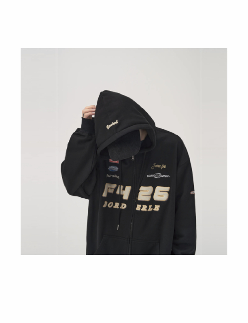 F426 Racing Elements is a loose, versatile, casual cardigan with a unisex letter logo. — изображение 4