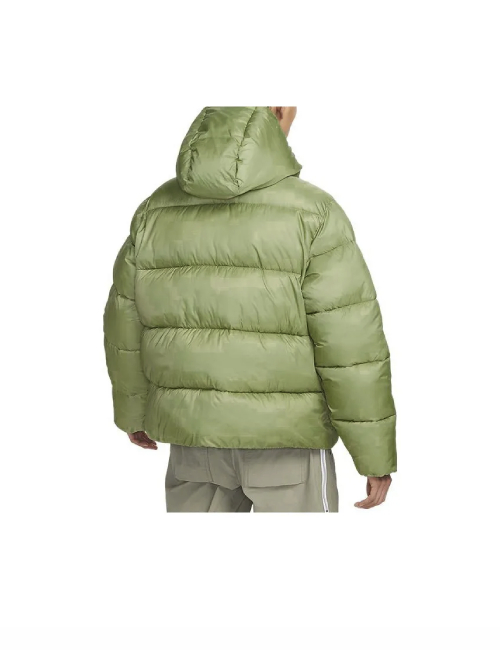 Nike Sports Lifestyle Collection Contrast Color Brand Logo Embroidered Hooded Puffer Jacket for Men, Green — изображение 3