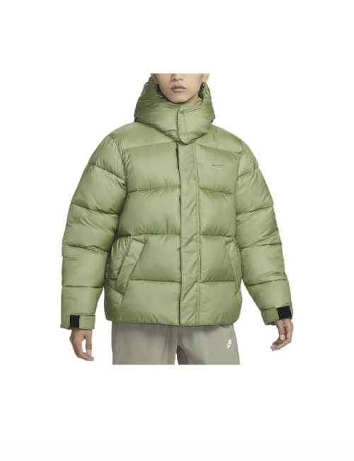 Nike Sports Lifestyle Collection Contrast Color Brand Logo Embroidered Hooded Puffer Jacket for Men, Green — изображение 4