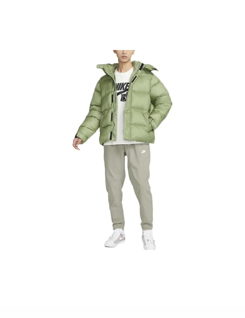 Nike Sports Lifestyle Collection Contrast Color Brand Logo Embroidered Hooded Puffer Jacket for Men, Green — изображение 5