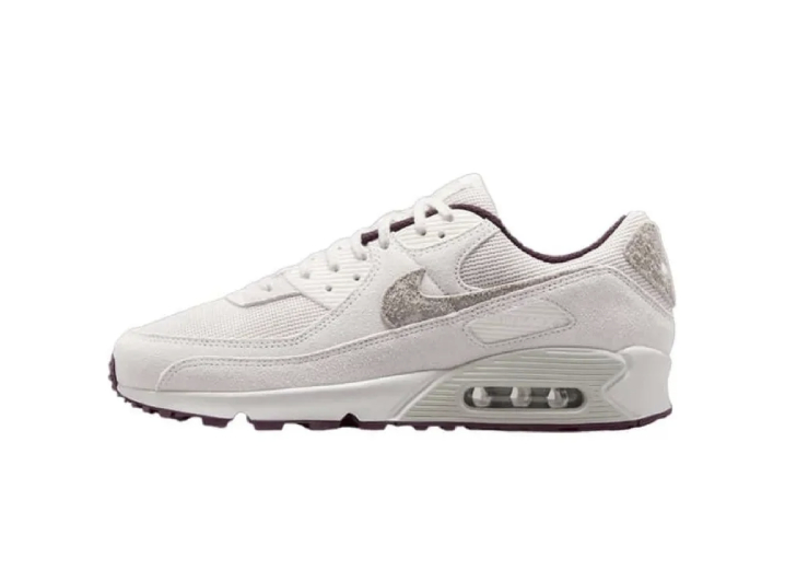 Nike Air Max 90 Phantom Burgundy Crush Low Top Shoes for Men in White.