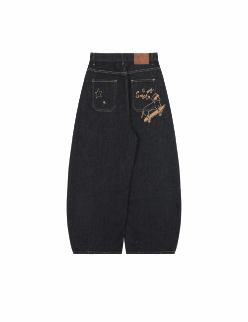 Saotome Keiko, Japanese loose jeans, casual unisex jeans, original denim color — изображение 3