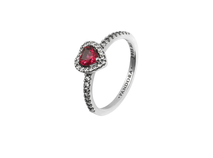 Pandora heart-shaped ring with engraved letter logo, 925 sterling silver, women's red. — изображение 4