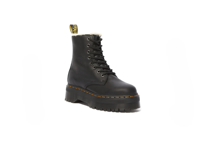 Dr. Martens Jadon Leather Faux Fur Lined Second Layer Cowhide Top Layer Glossy Lace-up Short Boots for Women, Black — изображение 3