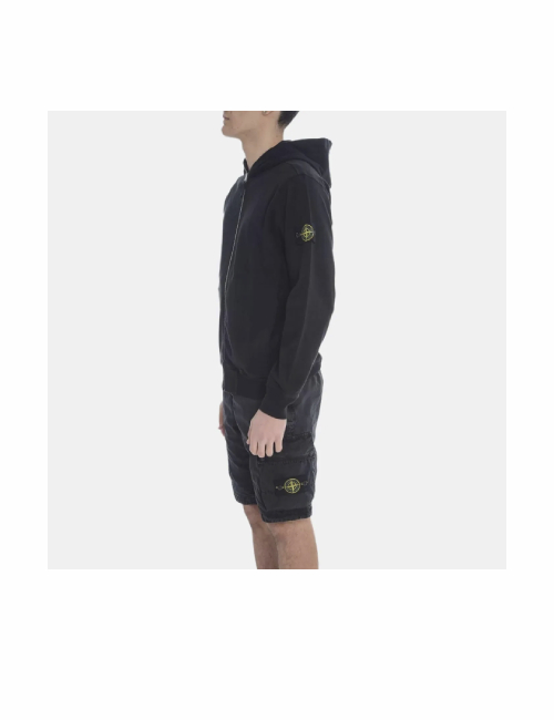 STONE ISLAND Logo Hooded Zip-Up Long Sleeve Sweatshirt for Men, Black — изображение 4