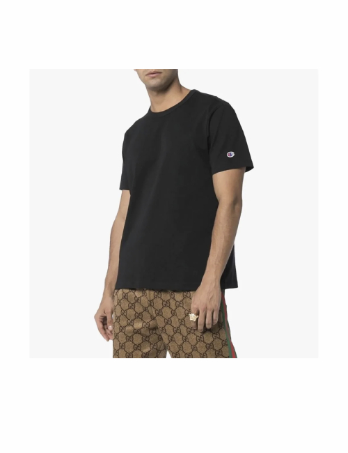 Champion Solid Color Casual Short-Sleeve T-Shirt with Single Logo on Cuffs, Unisex, 2-Pack, Black — изображение 3