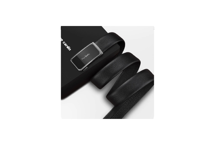 Pierre Cardin classic belt with universal automatic buckle, men's grained leather belt, black, 3.5 cm — изображение 3