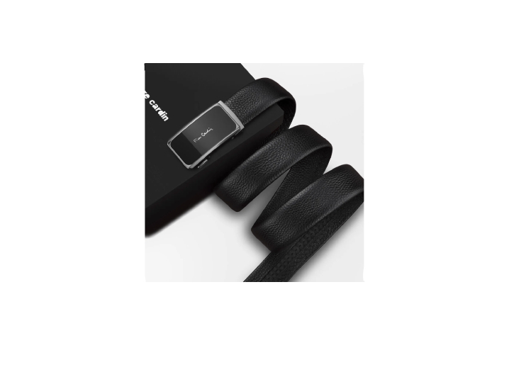 Pierre Cardin classic belt with universal automatic buckle, men's grained leather belt, black, 3.5 cm — изображение 4