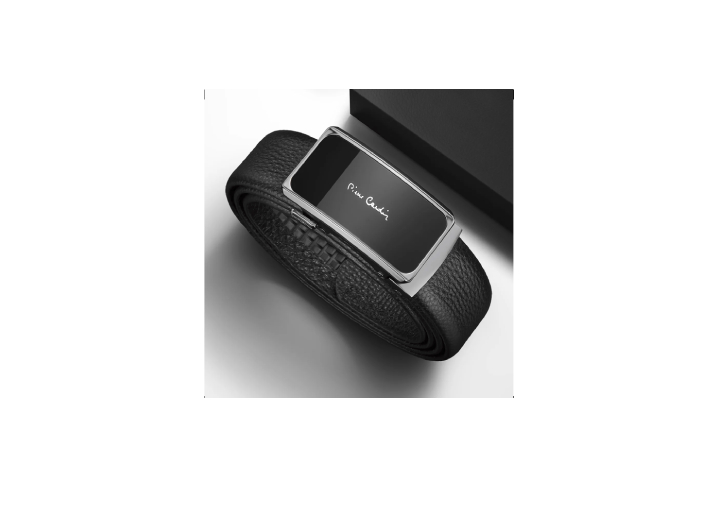 Pierre Cardin classic belt with universal automatic buckle, men's grained leather belt, black, 3.5 cm — изображение 6
