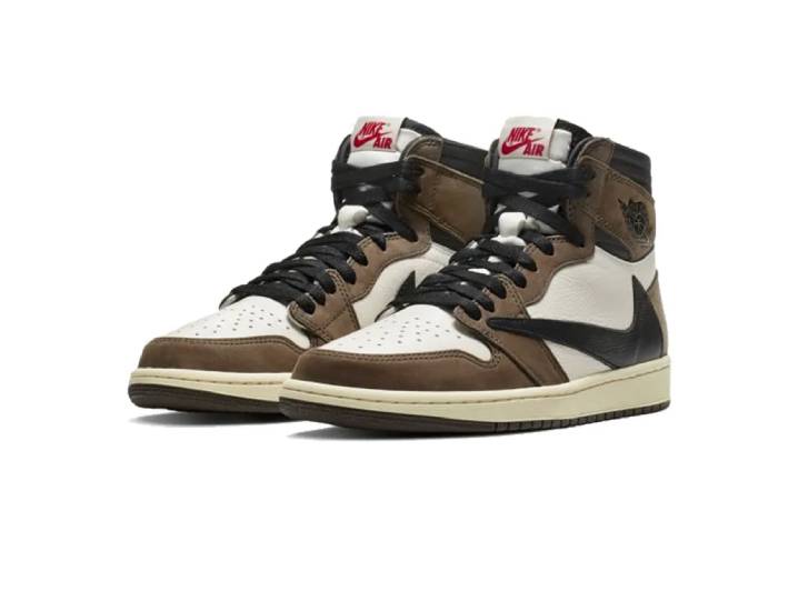 Travis Scott x Jordan Air Jordan 1 High Og Ts Sp Reverse Swoosh Leather High-Top Retro Basketball Shoes, Unisex, Dark Brown — изображение 5