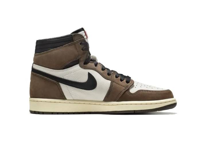 Travis Scott x Jordan Air Jordan 1 High Og Ts Sp Reverse Swoosh Leather High-Top Retro Basketball Shoes, Unisex, Dark Brown — изображение 6
