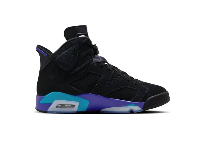 Jordan Air Jordan 6 "Aqua" Trendy Mid-Top Retro Basketball Shoes for Men, Black and Purple — изображение 5