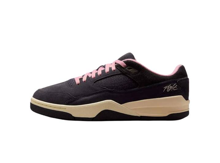 Jordan FLIGHT COURT Stylish, Comfortable, Slip-resistant, Durable Low-top Retro Basketball Shoes for Men, Black and Pink