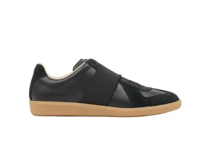 Maison Margiela Replica Calfskin Round Toe Elastic Band Low-Top Sneakers for Men, Black — изображение 6