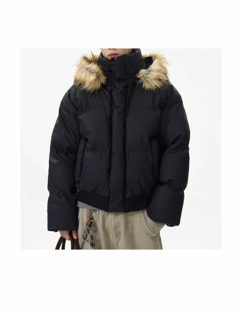 TSMLXLT American style jacket with hood, detachable, large fur collar, unisex. — изображение 3