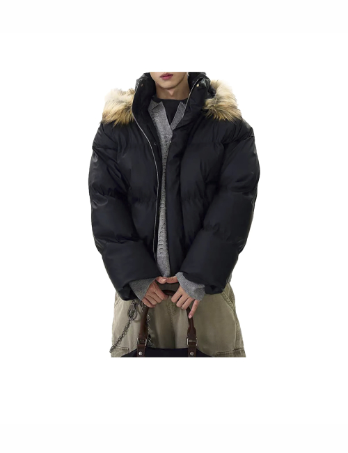 TSMLXLT American style jacket with hood, detachable, large fur collar, unisex. — изображение 4