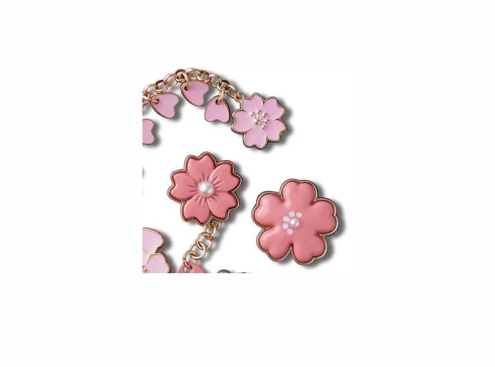Crocs Cherry Blossom Five-Piece Zinc Alloy Shoe Set with Women's Pink — изображение 2