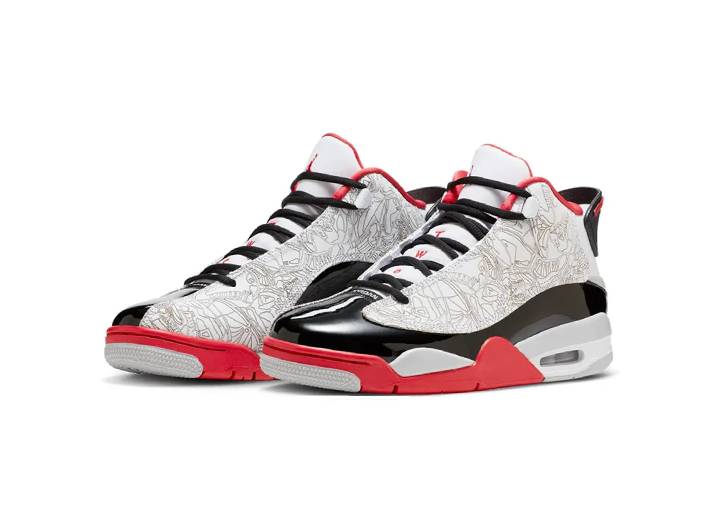 Jordan Dub Zero Comfortable Mid-Top Retro Basketball Shoes Men's White, Black, and Red — изображение 5
