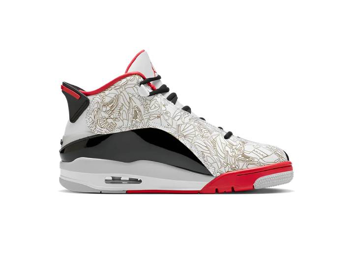 Jordan Dub Zero Comfortable Mid-Top Retro Basketball Shoes Men's White, Black, and Red — изображение 6