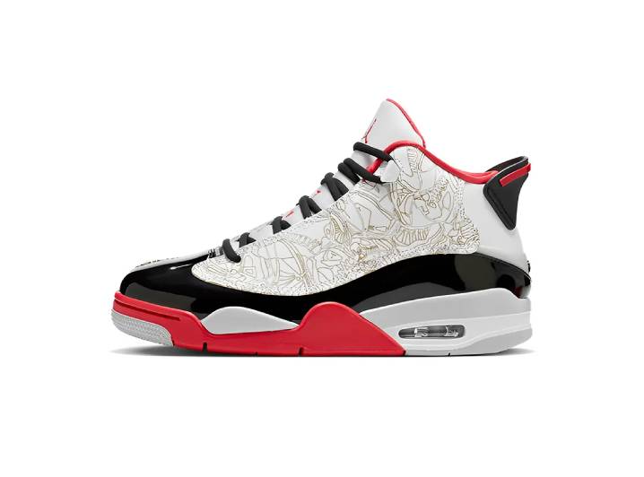 Jordan Dub Zero Comfortable Mid-Top Retro Basketball Shoes Men's White, Black, and Red