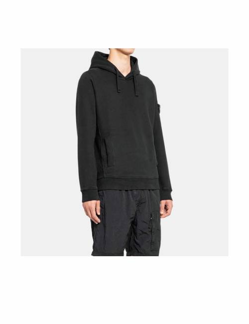 STONE ISLAND FW24 Solid Color Drawstring Hooded Logo Print Pullover Long Sleeve Sweatshirt for Men, Black — изображение 3