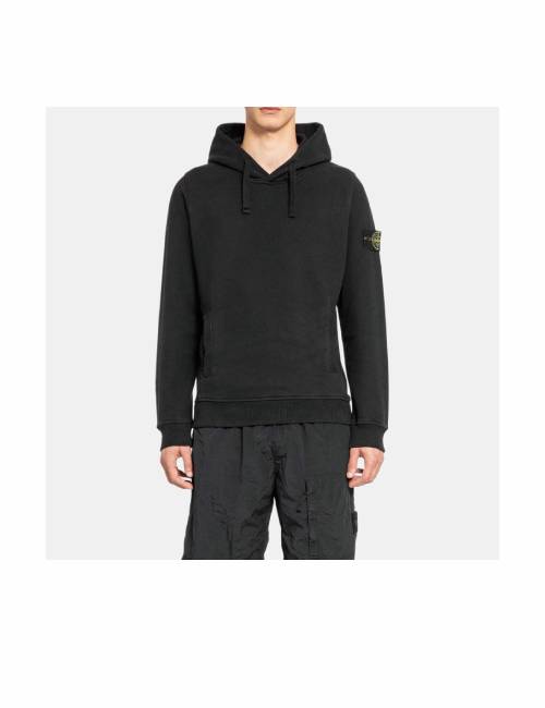 STONE ISLAND FW24 Solid Color Drawstring Hooded Logo Print Pullover Long Sleeve Sweatshirt for Men, Black — изображение 4