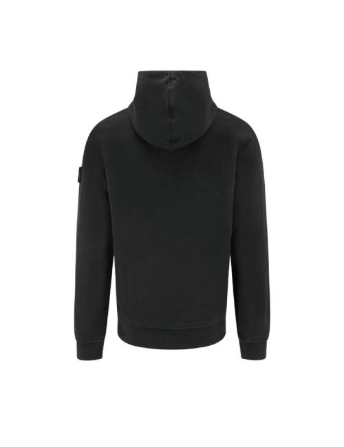 STONE ISLAND FW24 Solid Color Drawstring Hooded Logo Print Pullover Long Sleeve Sweatshirt for Men, Black — изображение 5
