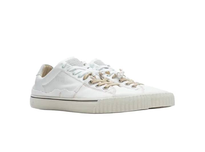 Maison Margiela Evolution Leather Canvas Lace-up Low-top Fashion Sneakers for Men, White — изображение 4