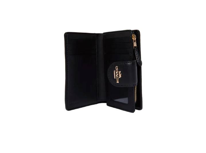 Coach Medium Corner Zip Wallet в фирменной расцветке «Khaki/Black» — изображение 2