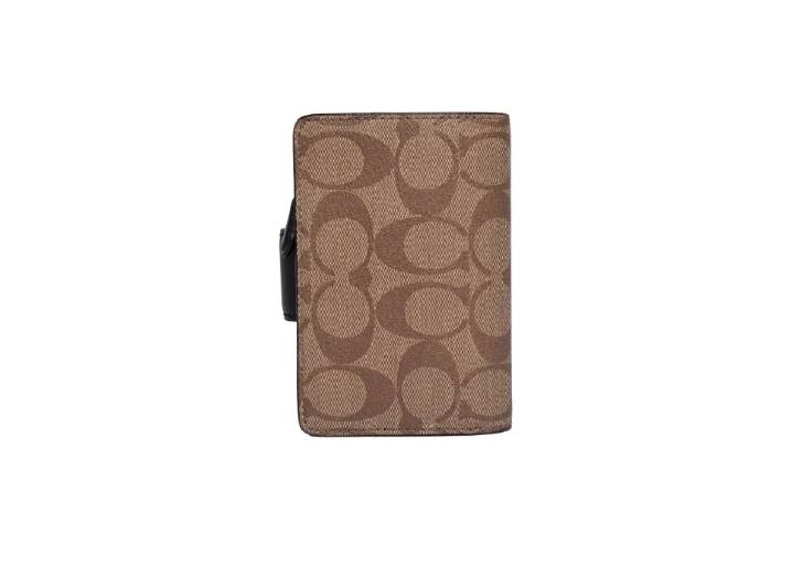 Coach Medium Corner Zip Wallet в фирменной расцветке «Khaki/Black» — изображение 4