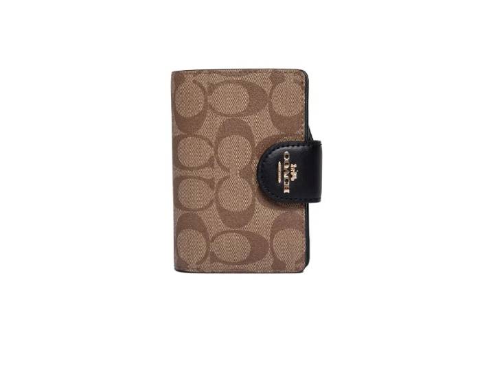 Coach Medium Corner Zip Wallet в фирменной расцветке «Khaki/Black»