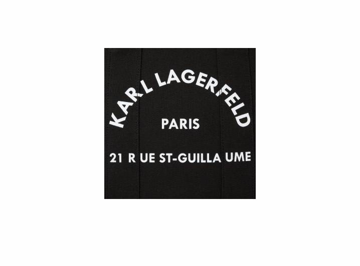KARL LAGERFELD Logo Tote Bag Shopping Bag Cotton Handbag Medium Women's Black — изображение 2