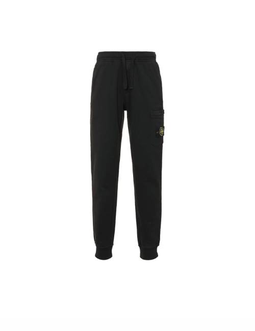 STONE ISLAND Solid Color Logo Patchwork Trousers, Jogger-Length Casual Trousers, Men's Autumn Black — изображение 4