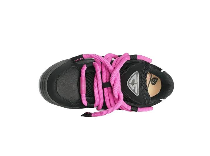 Cat and Sofa Dreadlocks Series Casual Round Toe Lace-up Low-top Sneakers, Unisex, Black and Pink — изображение 4