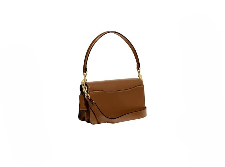 COACH Tabby 26 Logo Hardware Magnetic Snap Closure Leather Handbag/Crossbody/Shoulder Bag, Medium Size, Brown/Yellow — изображение 5