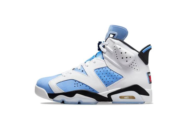 Jordan Air Jordan 6 Retro "University Blue" Men's Basketball Shoes - White and Blue High-Top Sneakers.