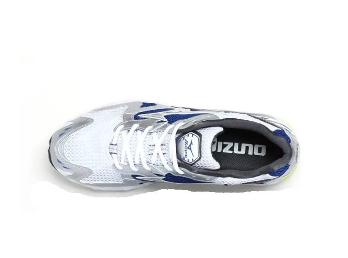 Mizuno Wave Rider 10: Cushioned, durable low-top running shoes, unisex, white and blue. — изображение 3