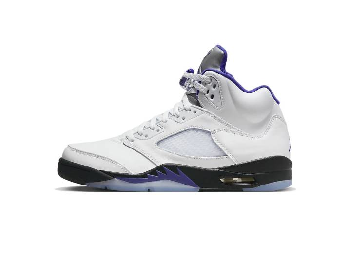 Jordan Air Jordan 5 Retro "Concord" High-Top Retro Basketball Shoes for Men, White and Purple