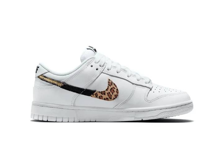 Nike Dunk "Animal Print" Leather Lightweight Durable Non-Slip Low-Top Sneakers for Women, White — изображение 5