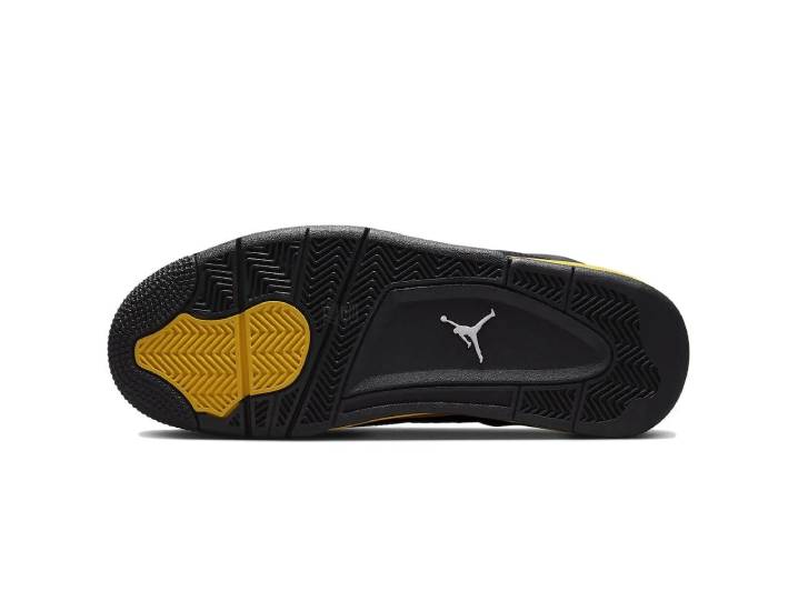 Jordan Air Jordan 4 Thunder Leather Mid-Top Retro Basketball Shoes, Unisex, Black/Yellow, 2023 Edition — изображение 2