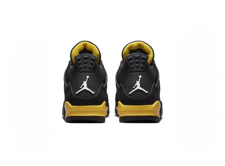 Jordan Air Jordan 4 Thunder Leather Mid-Top Retro Basketball Shoes, Unisex, Black/Yellow, 2023 Edition — изображение 3